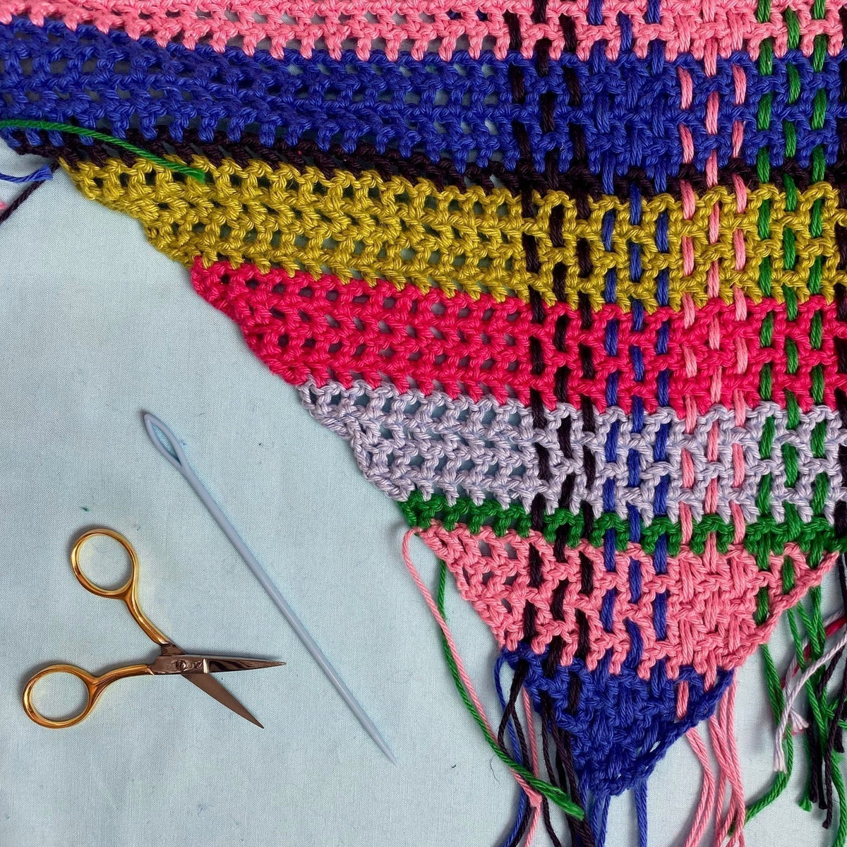 work in progress of the weaving portion of the picnic plaid kerchief