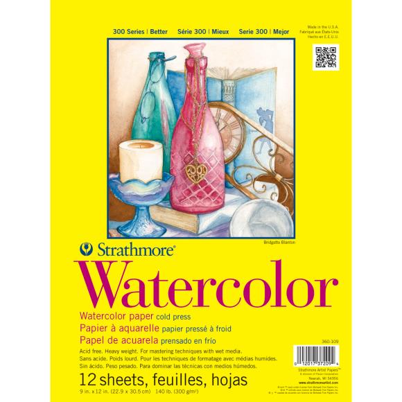 Cold Press Watercolor Paper Pad, 140lb, 9x12 in Art Strathmore