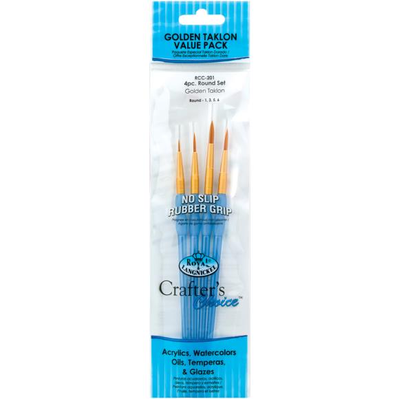 Gold Taklon Round Brush Variety Set Art Royal Brush