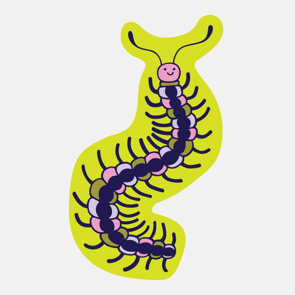 Colorful centipede sticker on a white background