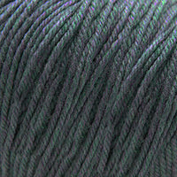Close-up of dark grey yarn with subtle purple and green strands