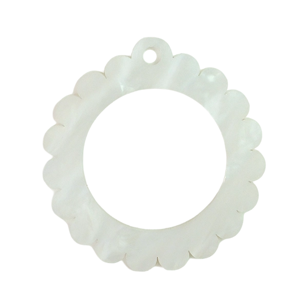 White scalloped keychain