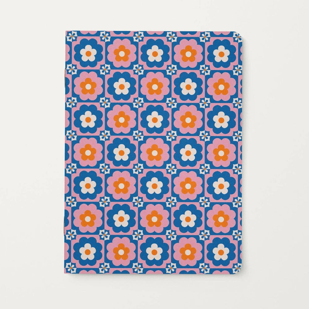 Notebook with a floral pattern on a white background