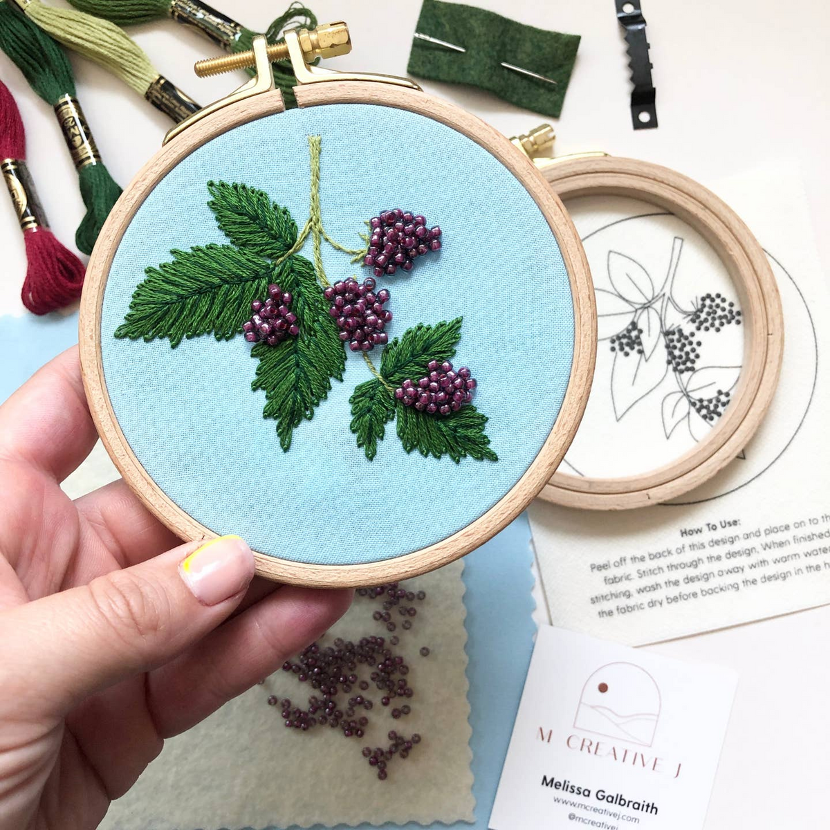 Beaded Berries Intermediate Embroidery Kit