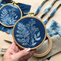 Cyanotype Botanical Beginner Embroidery Kit