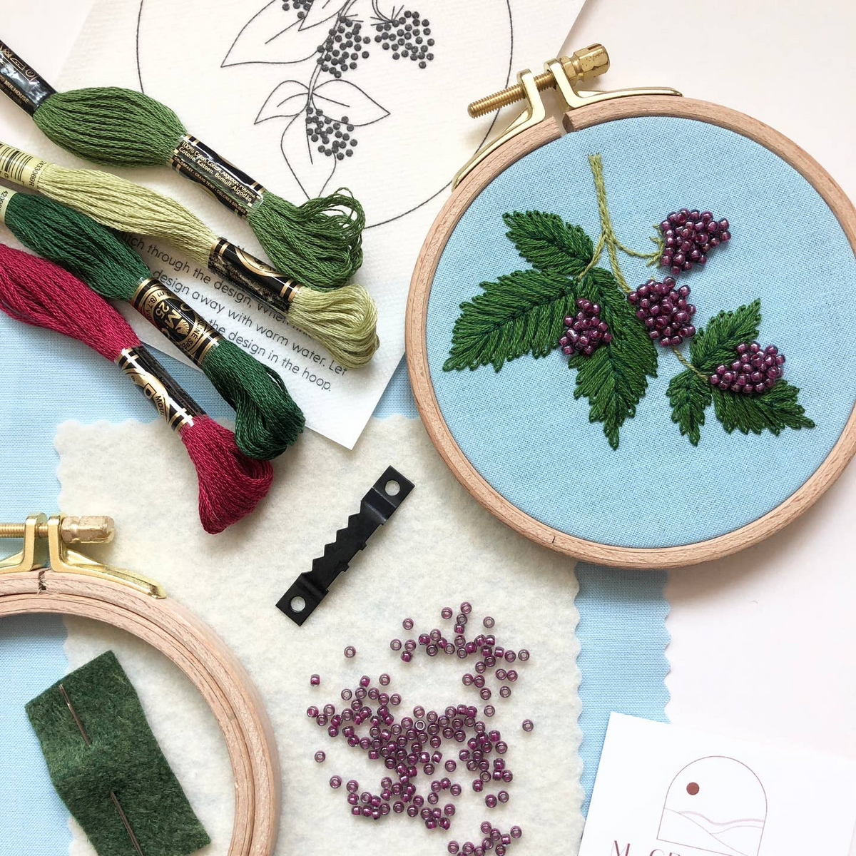 Beaded Berries Intermediate Embroidery Kit