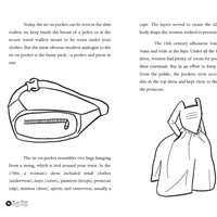 Illustration of a tie-on pocket and a dress with text on a white background