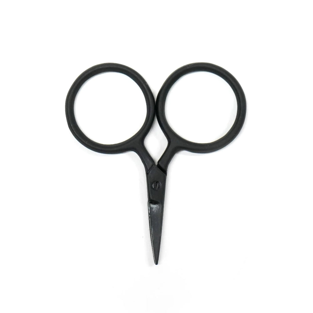 Black embroidery scissors on a white background