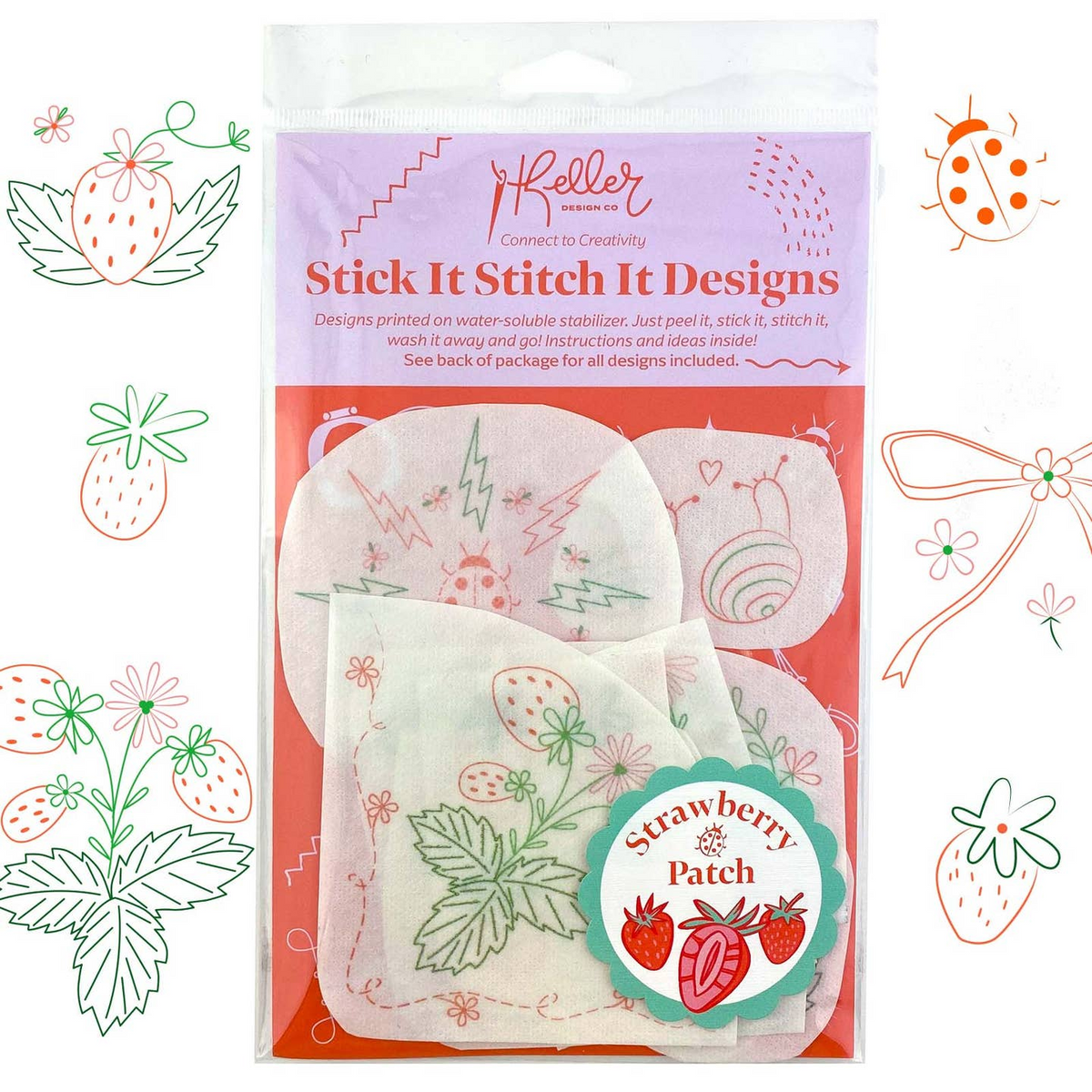 Stick It Stitch It: Strawberry Patch Water-Soluble Embroidery Patterns
