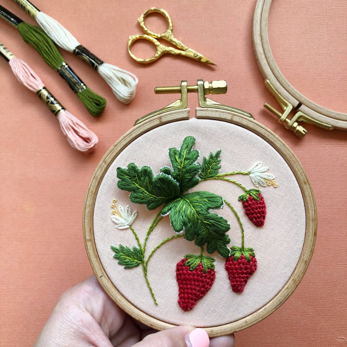 3D Stumpwork Strawberries Embroidery Kit