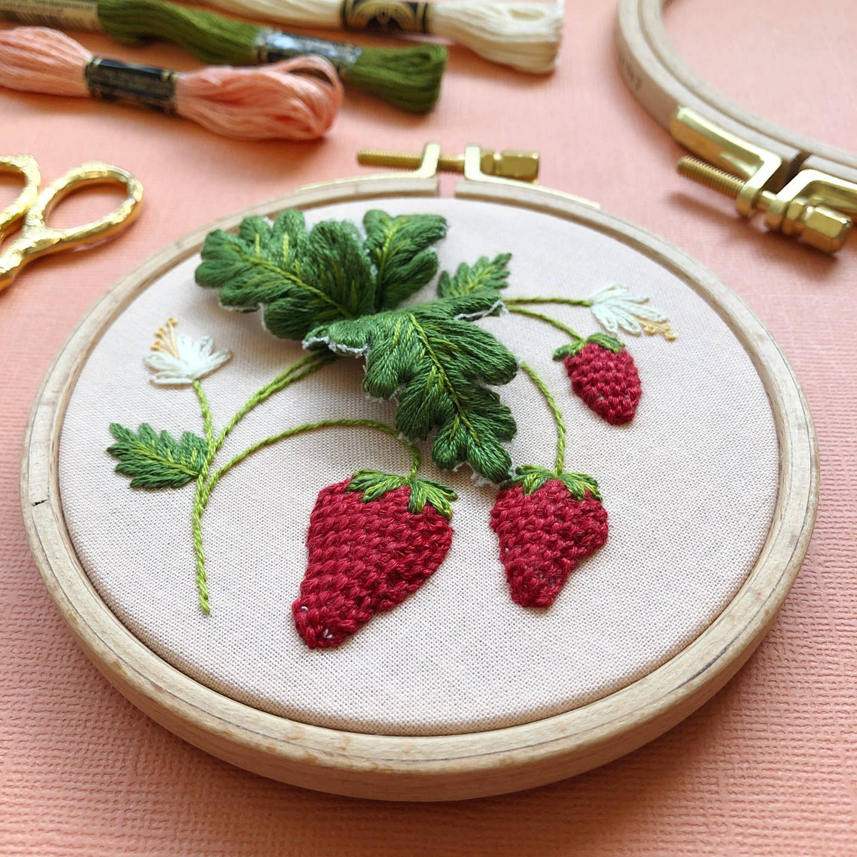 3D Stumpwork Strawberries Embroidery Kit