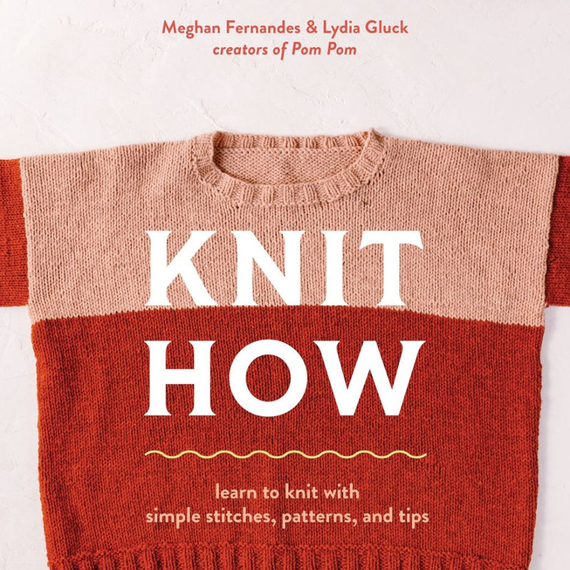 Knitted sweater with 'KNIT HOW' text on a white background