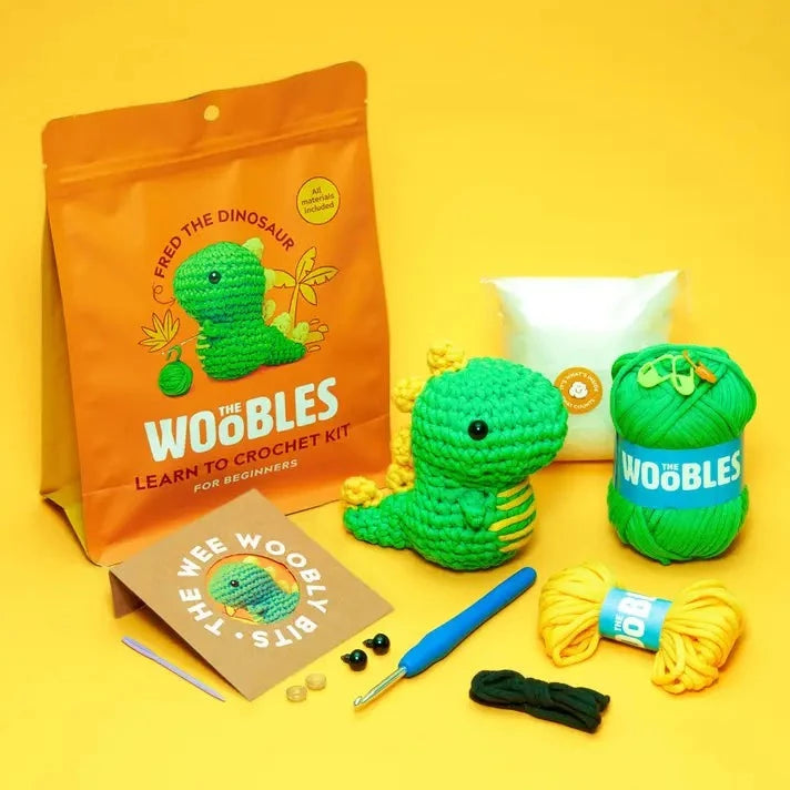 Fred the Dinosaur Beginner Crochet Kit Kit The Woobles