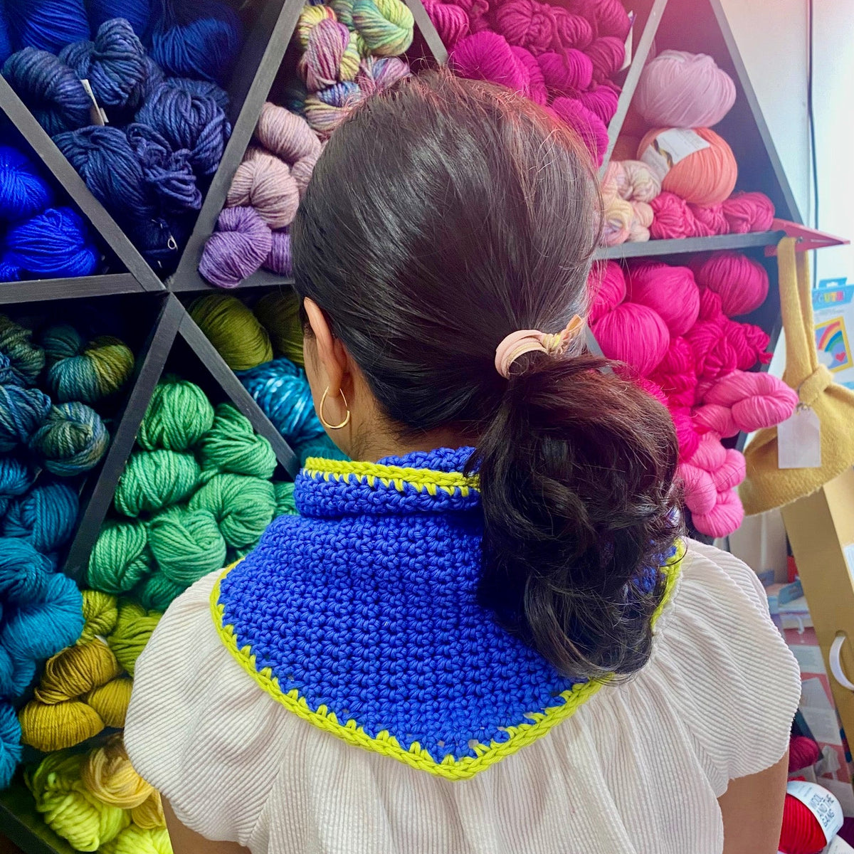 another angle of the crochet bandana