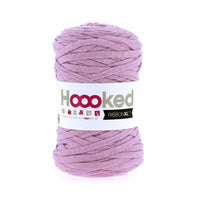 Ball of Lilac yarn with a 'Hoooked' label on a white background