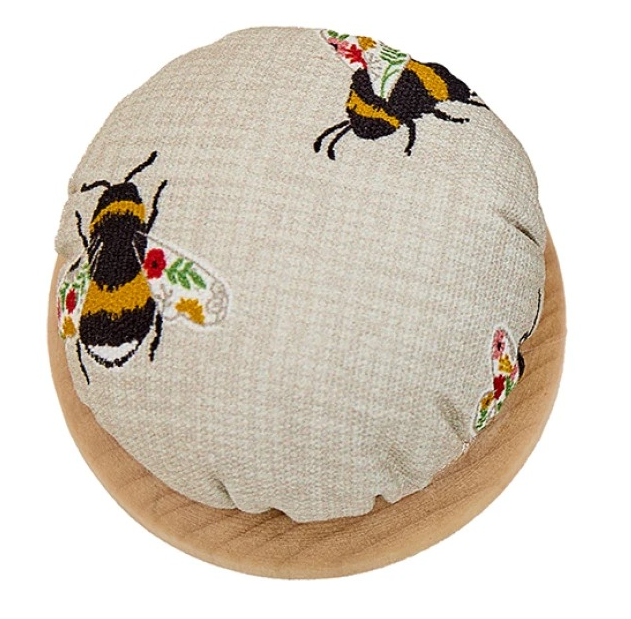 Fabric Pincushions with Wood Base