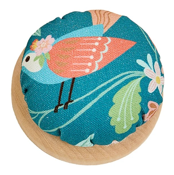 Fabric Pincushions with Wood Base