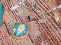 Fabric Pincushions with Wood Base