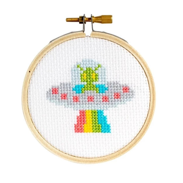 Mini UFO Rainbow Cross Stitch Kit Kit The Stranded Stitch