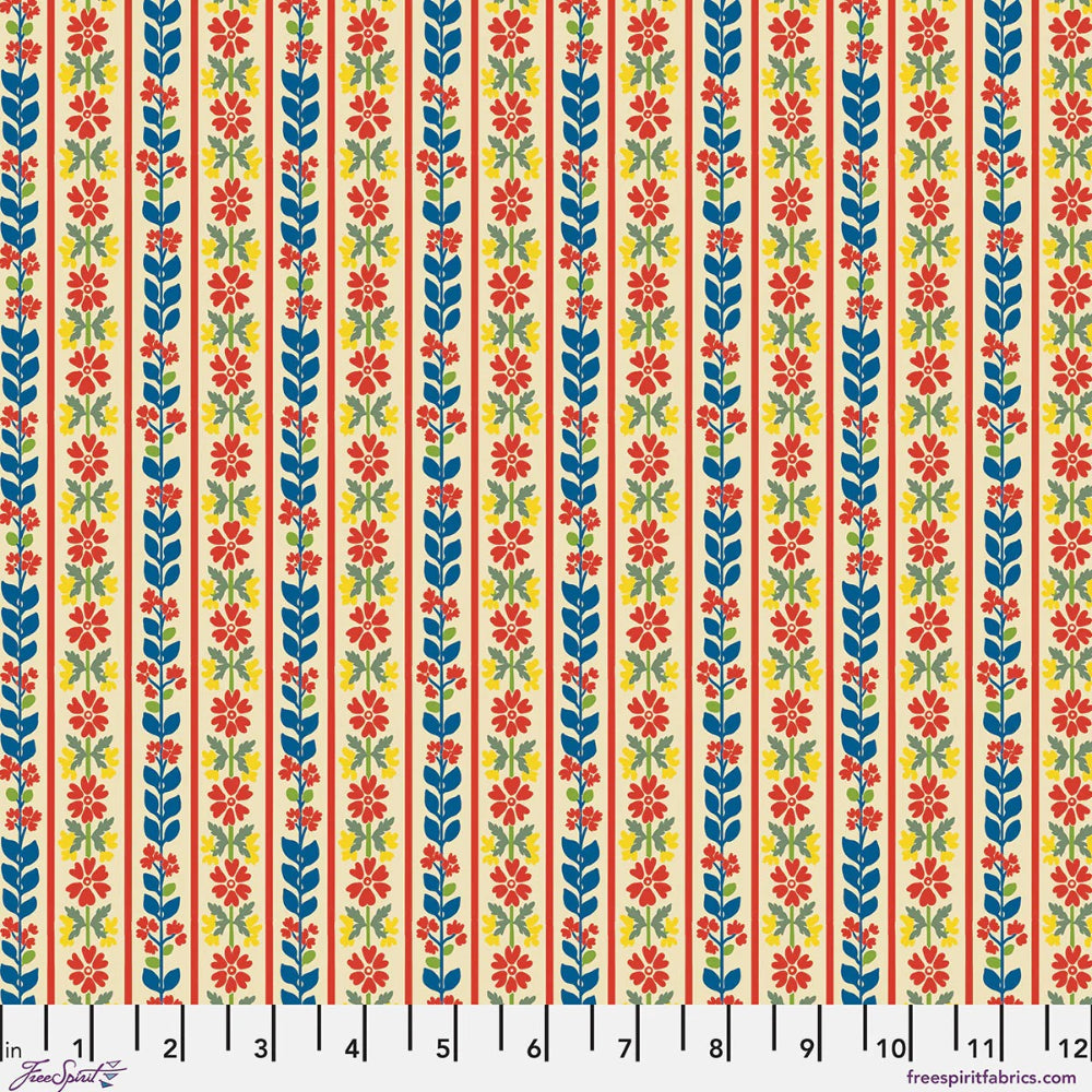 Stripe of multicolor florals