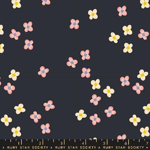 Favorite Flowers Blossom by Ruby Star Society in Soft Black Fabric Ruby Star Society