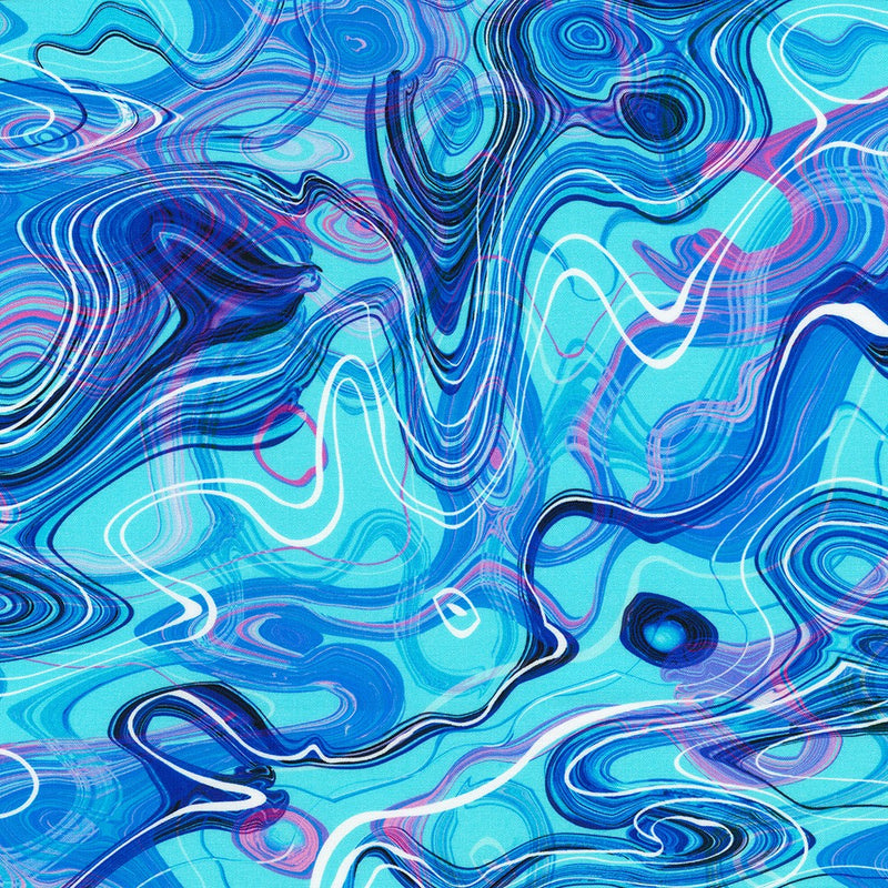 Artful Blooms Marbled by Robert Kaufman in Pool Fabric Robert Kaufman