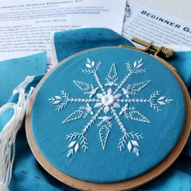 Mini Snowflake Sampler Handmade Ornament Embroidery Kit Kit Jessica Long Embroidery