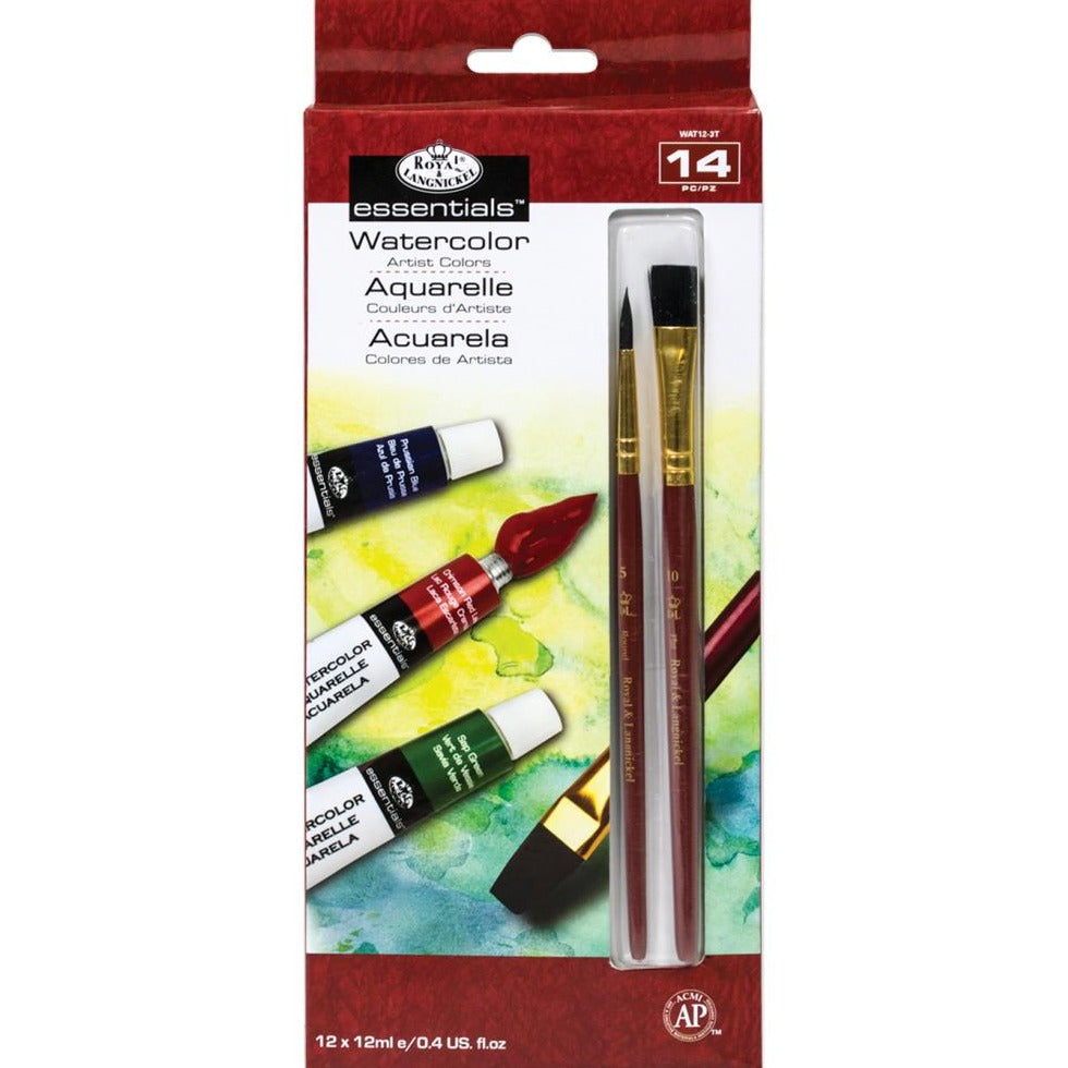 Set of 12 Watercolor Tubes With Brushes Paint Royal & Langnickel