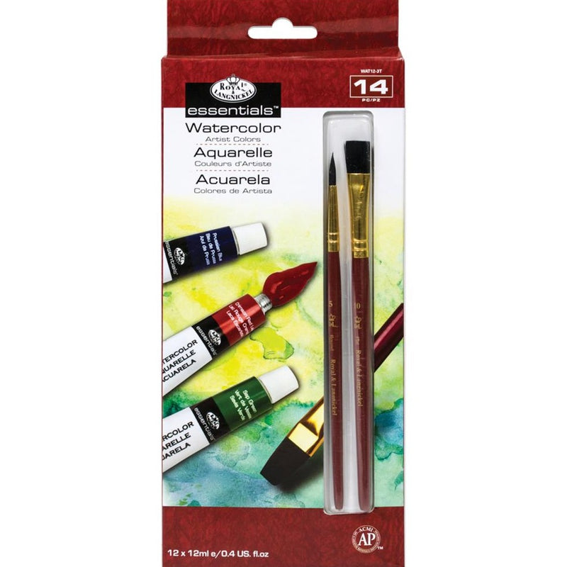 Set of 12 Watercolor Tubes With Brushes Paint Royal & Langnickel