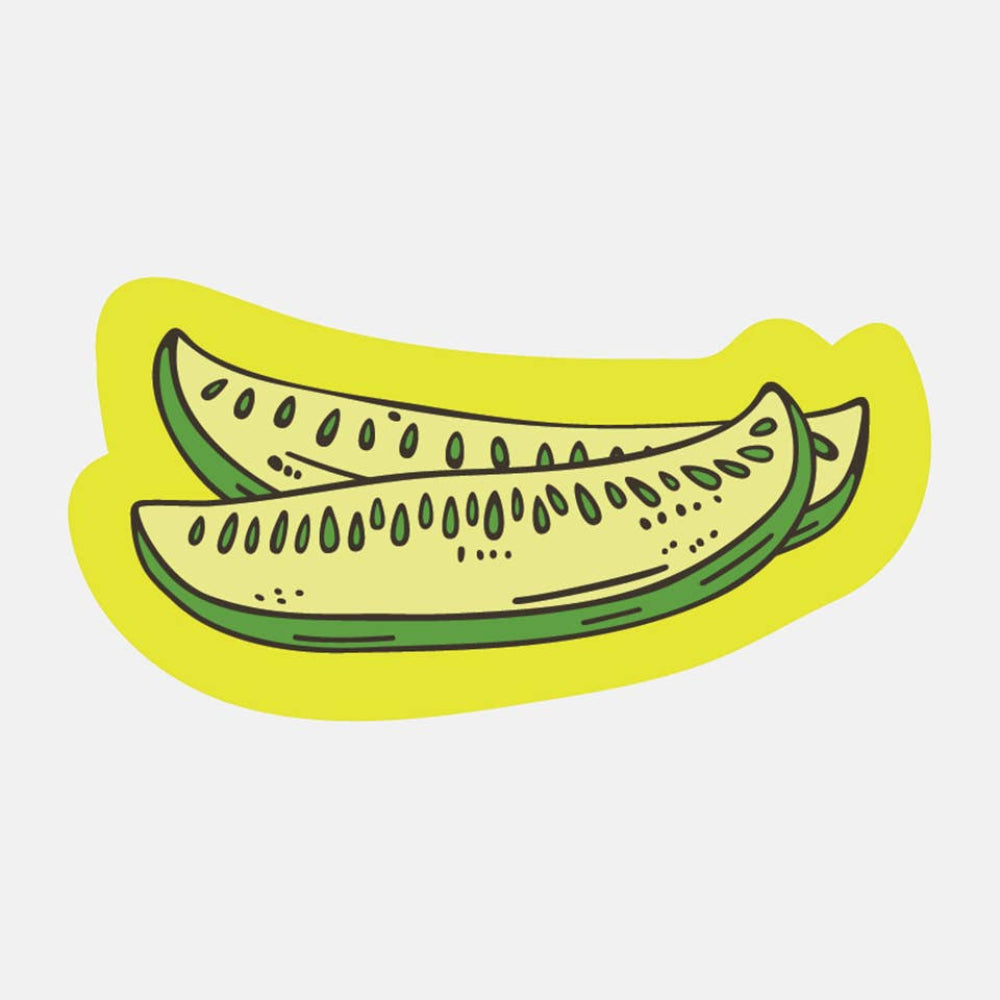 Illustration of sliced pickles on a yellow background
