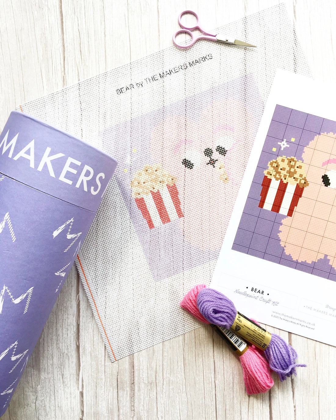 Bear with Popcorn Needlepoint Kit