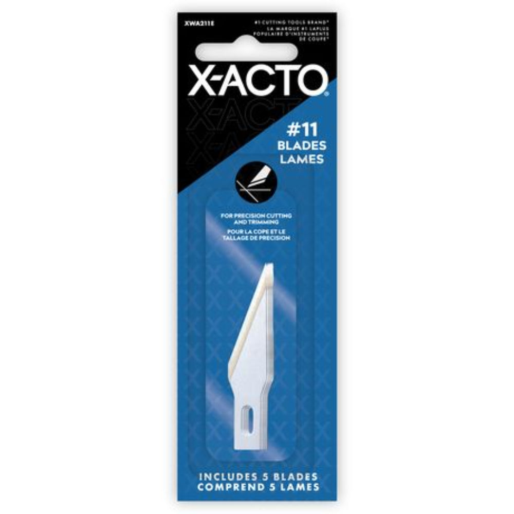 X-ACTO blade packaging with a silver blade inside on a white background
