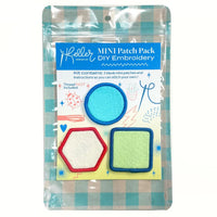 Keller DIY Embroidery mini patch pack with colorful patches on a checkered background