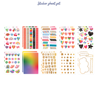 Collection of colorful stickers on a white background