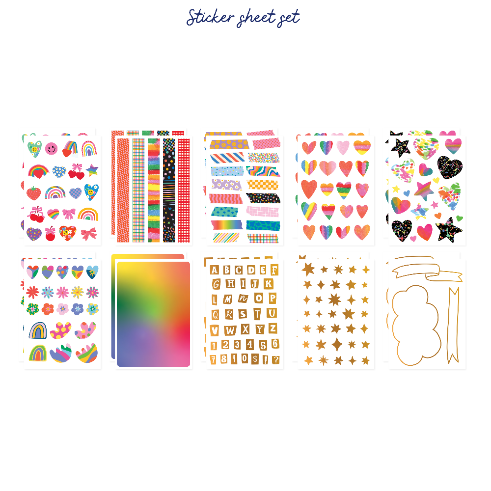 Collection of colorful stickers on a white background