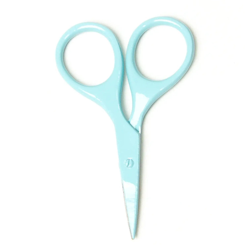 Light blue scissors on a white background