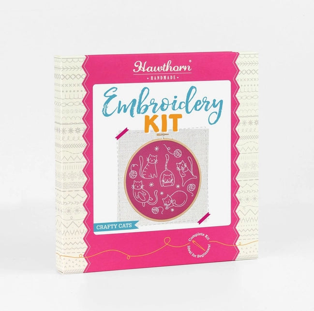 Crafty Cats Embroidery Kit Kit Hawthorn Handmade