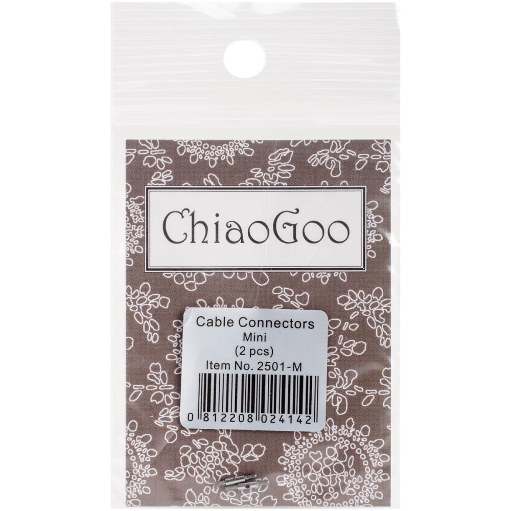 Two mini ChiaoGoo stainless steel cable connectors in platic package