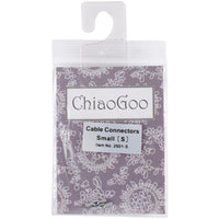 Two small ChiaoGoo stainless steel cable connectors in platic package
