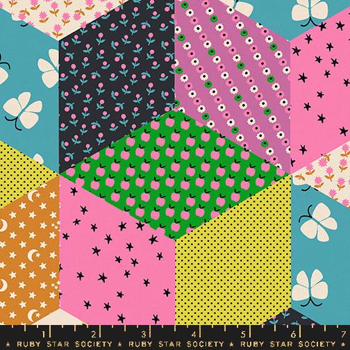 Ooh Lucky Lucky Tumbling Blocks Canvas by Ruby Star Society in Citron