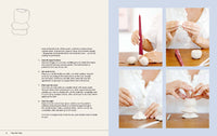 Step-by-step tutorial on making a candle holder with text instructions on the left.