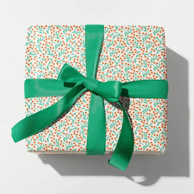 Crimson Buds Red Floral Christmas Gift Wrap Sheets My Darlin'