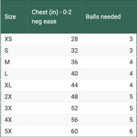 crochet top size chart