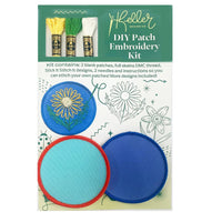 Keller DIY Patch Embroidery Kit packaging with embroidery patches and thread skeins.
