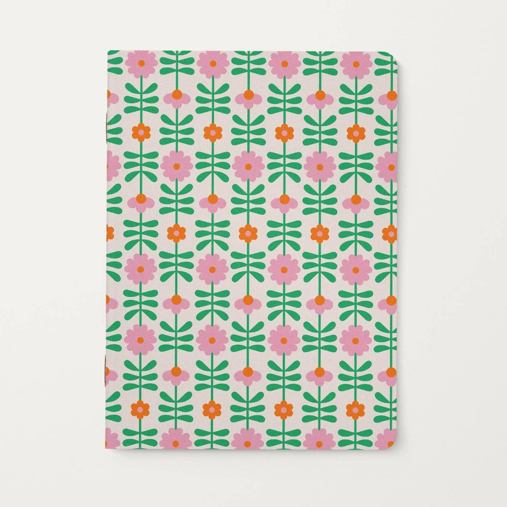 Floral patterned notebook on a white background