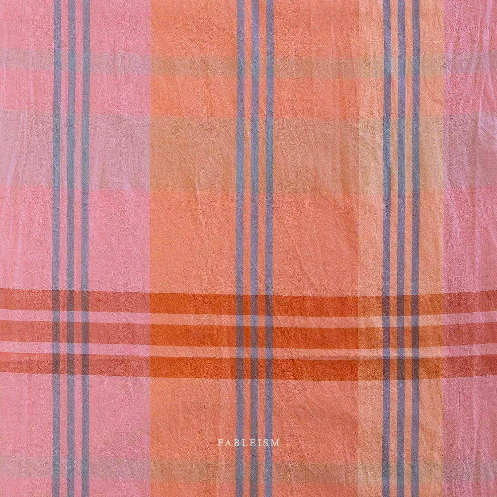 Plaid pattern fabric  in pink, orange and blue
