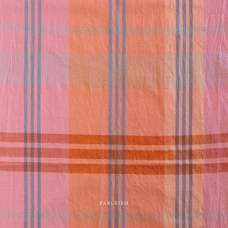 Plaid pattern fabric  in pink, orange and blue