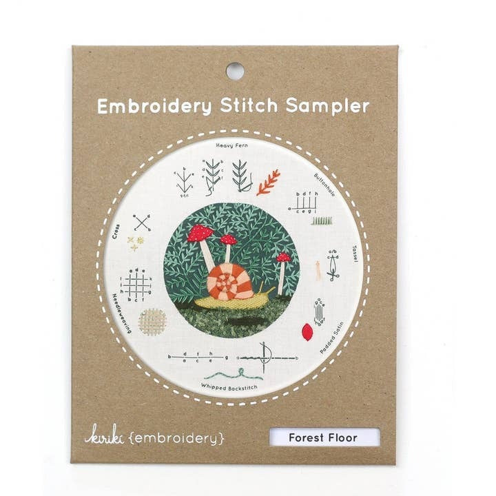 Forest floor embroidery stitch sampler