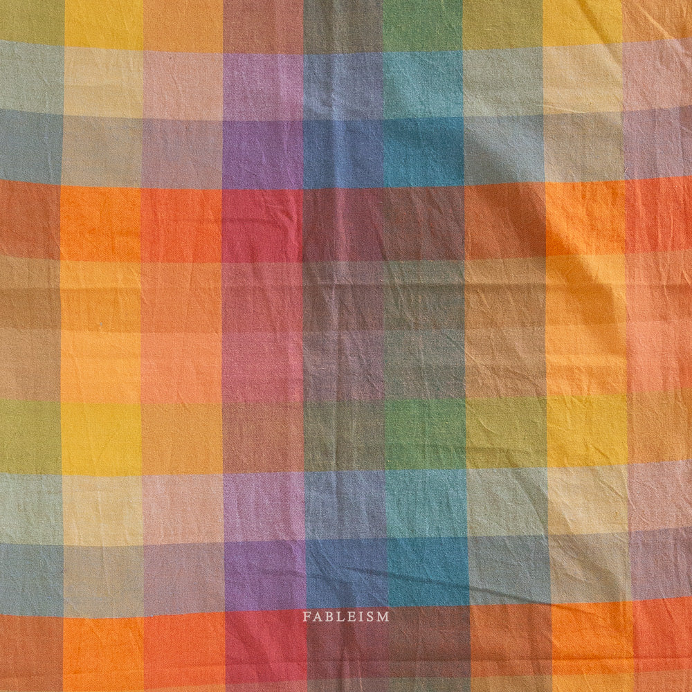 Close-up of multicolor checkered fabric.
