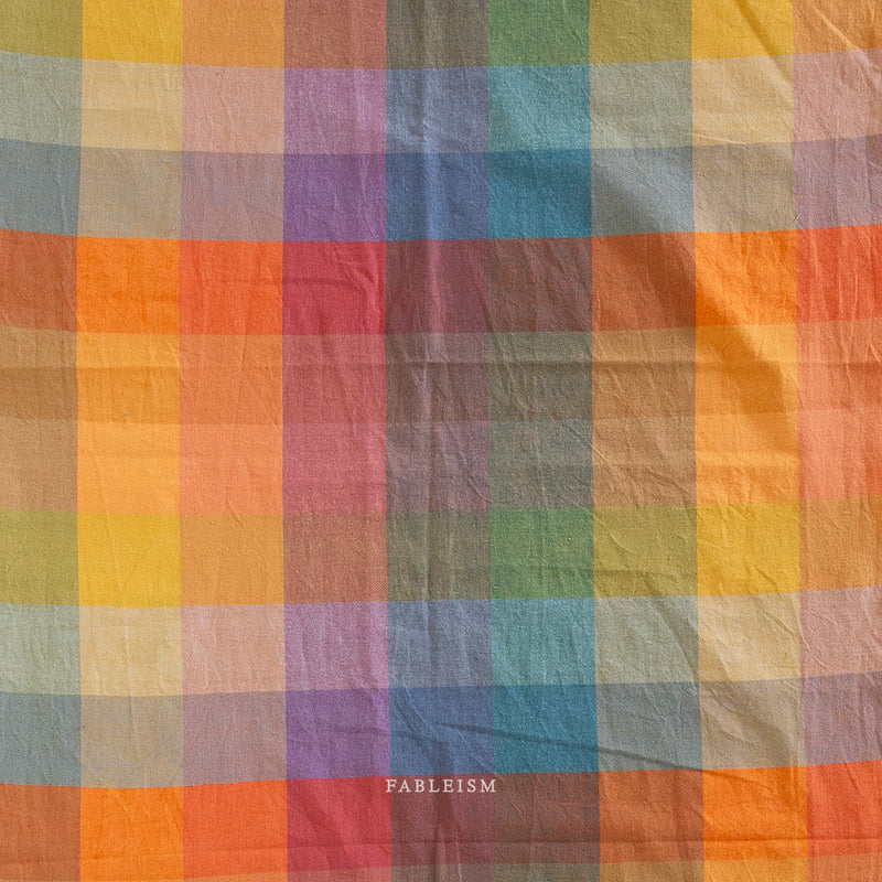 Close-up of multicolor checkered fabric.